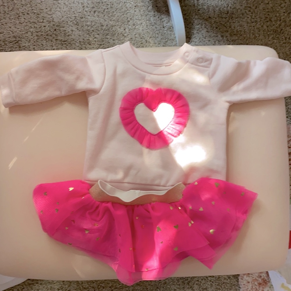 Heart Sweatshirt and Tule Skirt Set